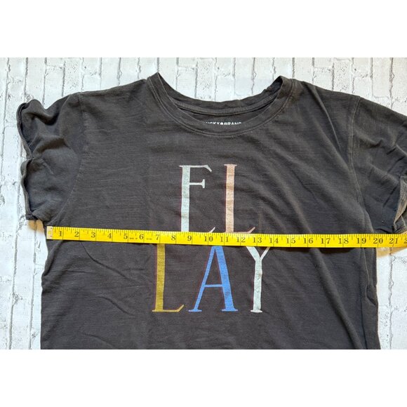 Lucky Brand Womens Graphic Tee "El Lay" Print Black Cotton Blend Size L - Picture 8 of 13